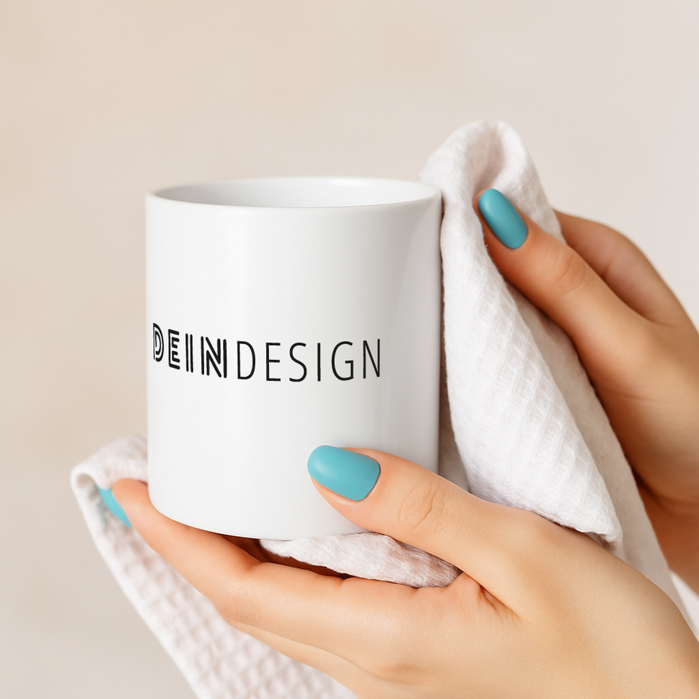 Weiße Keramiktasse mit deinem Logo bedrucken