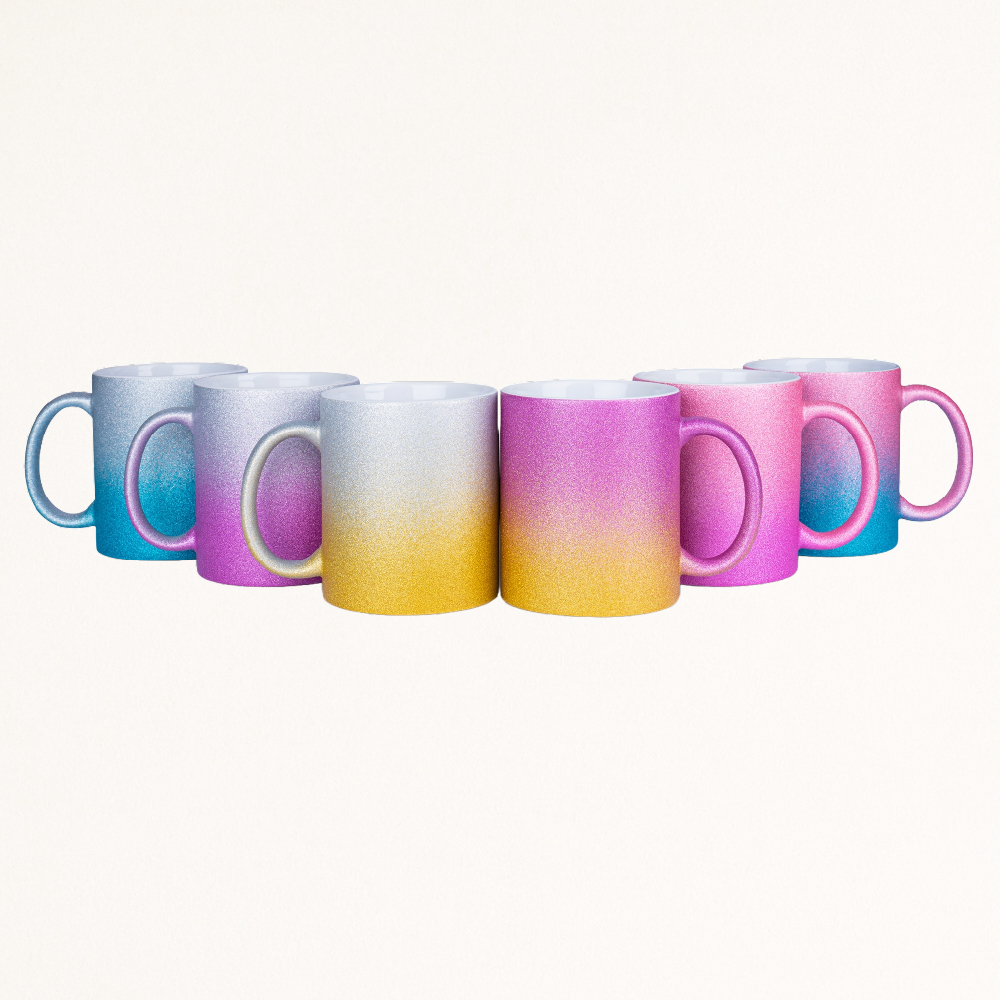 Tasse Glitzer Verlauf mit Logo bedrucken