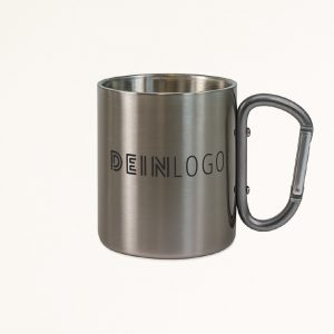 Karabiner Edelstahlbecher mit Logo bedrucken Tasse