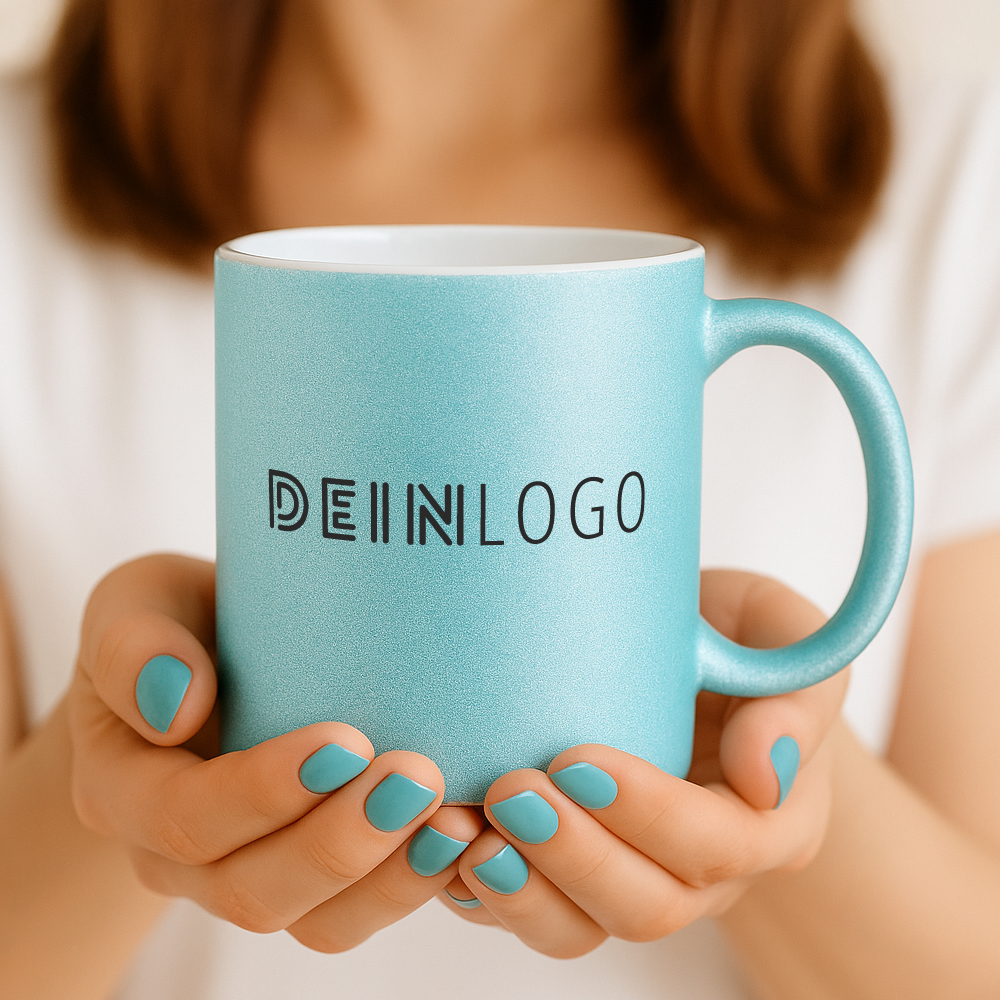 Tasse Glitzer mit Logo bedrucken