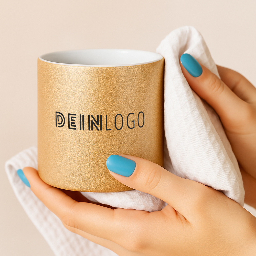 Tasse Glitzer mit Logo bedrucken