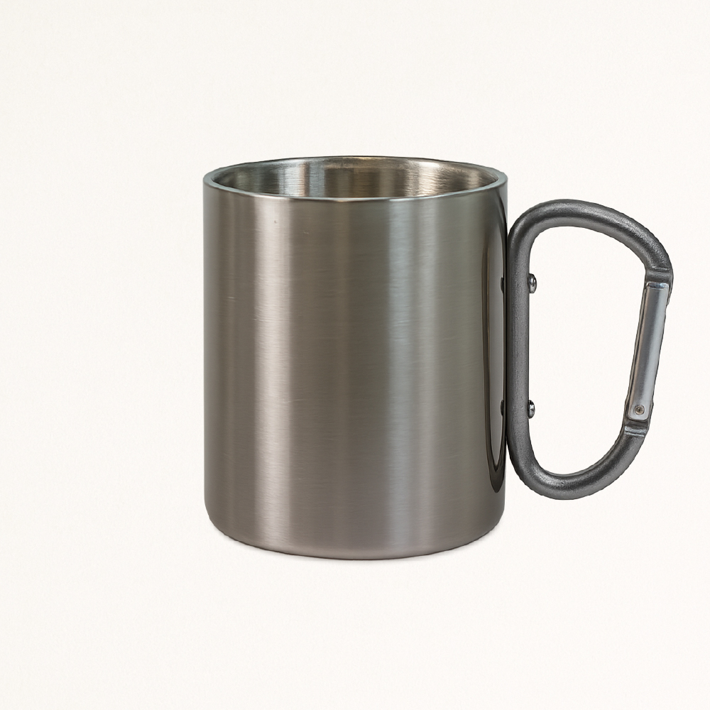 Karabiner Edelstahlbecher mit Logo bedrucken Tasse
