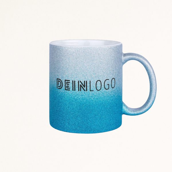 Tasse Glitzer Verlauf mit Logo bedrucken