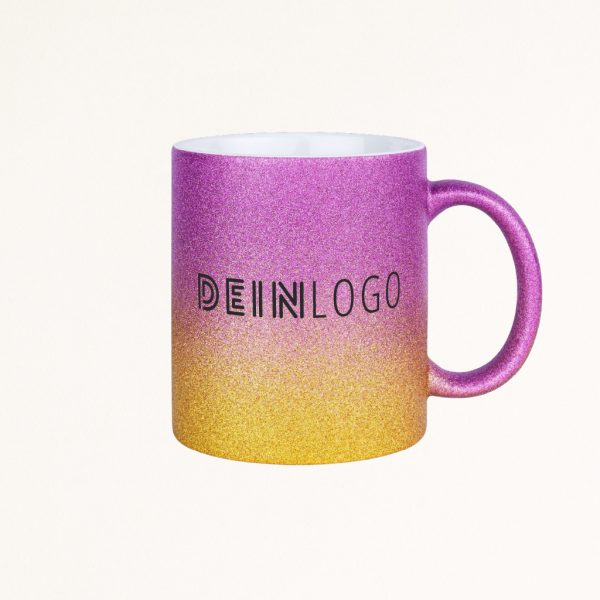 Tasse Glitzer Verlauf mit Logo bedrucken