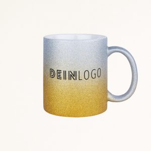 Tasse Glitzer Verlauf mit Logo bedrucken