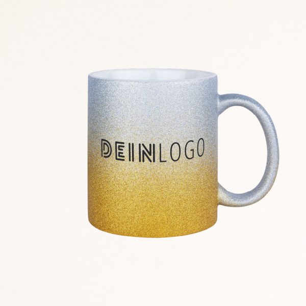 Tasse Glitzer Verlauf mit Logo bedrucken