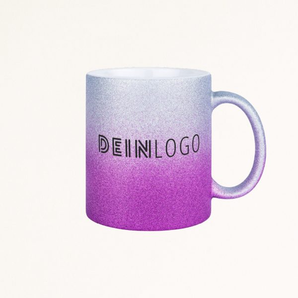 Tasse Glitzer Verlauf mit Logo bedrucken