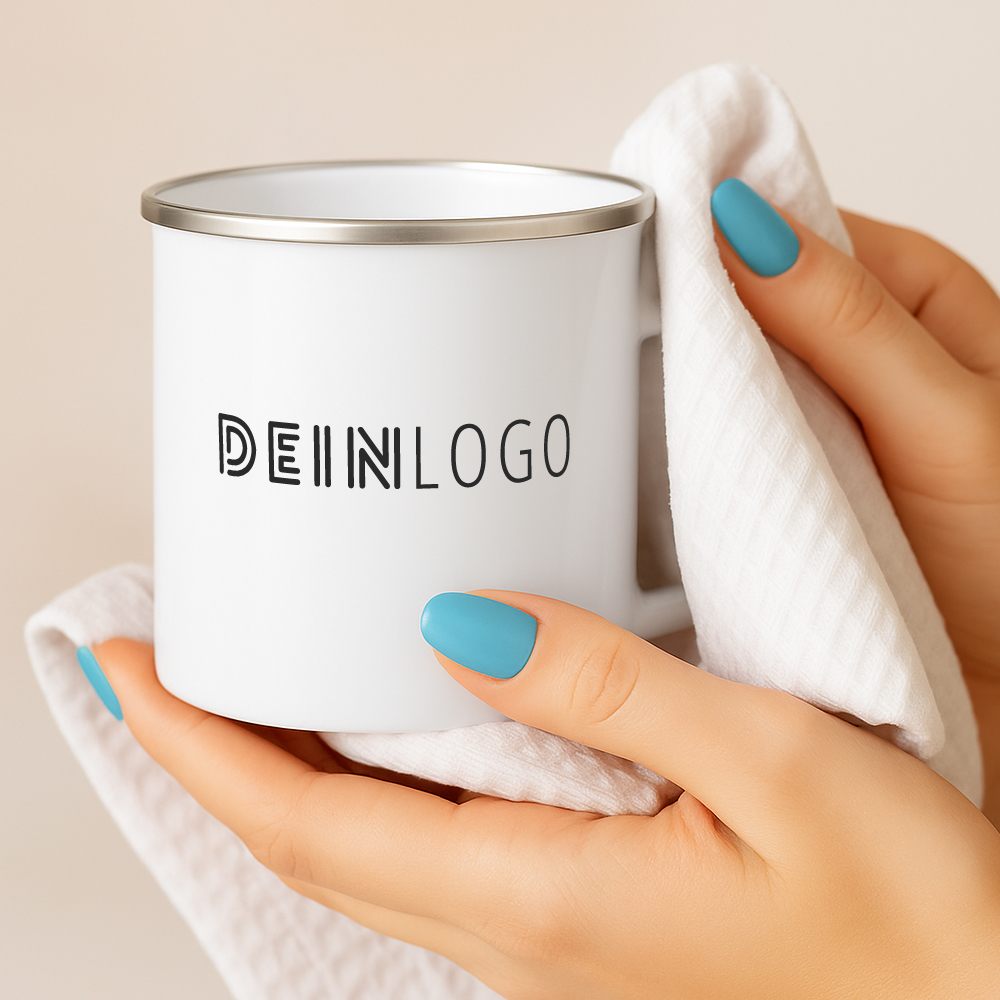 Emaille Becher mit Logo bedrucken