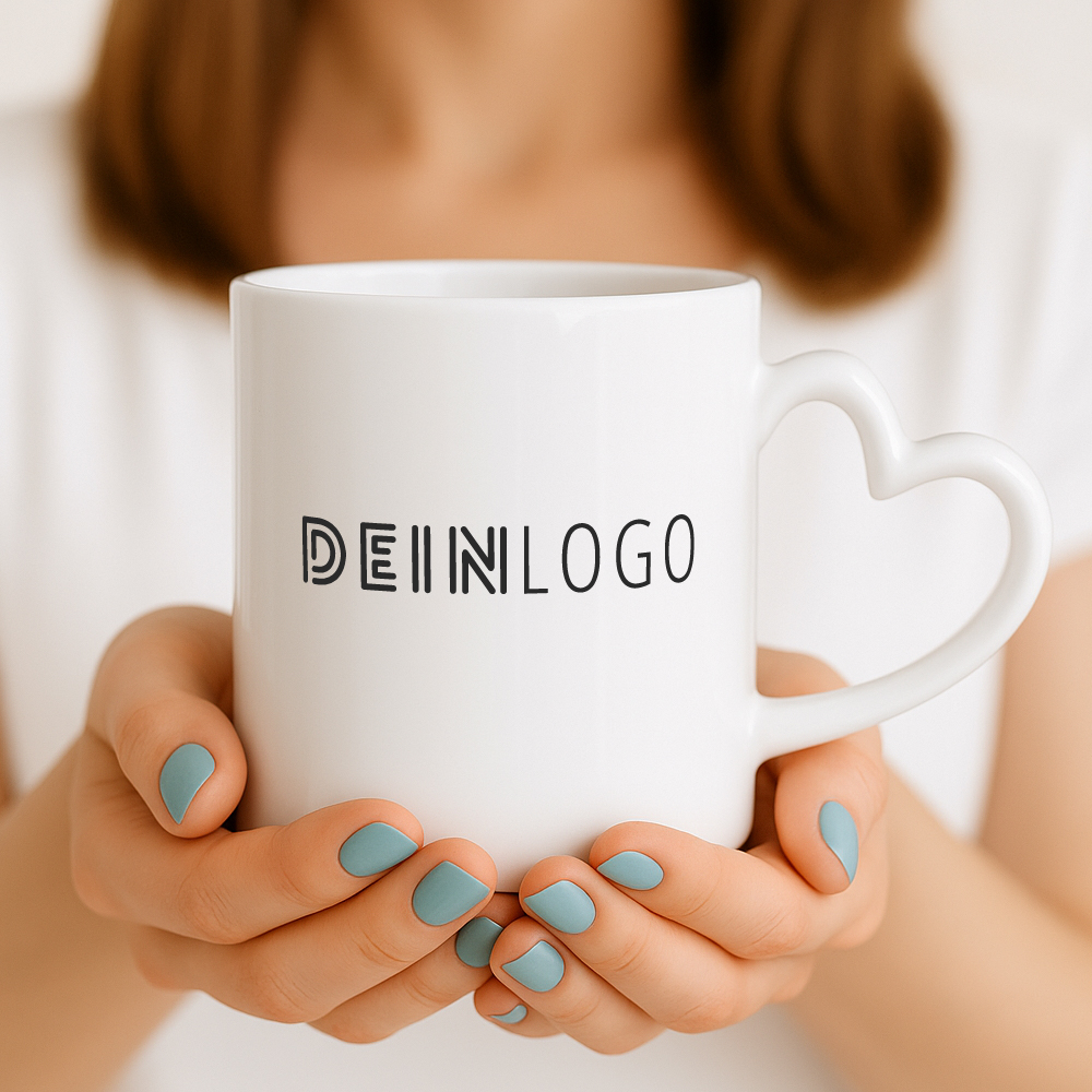 Tasse Herzhenkel mit Logo bedrucken