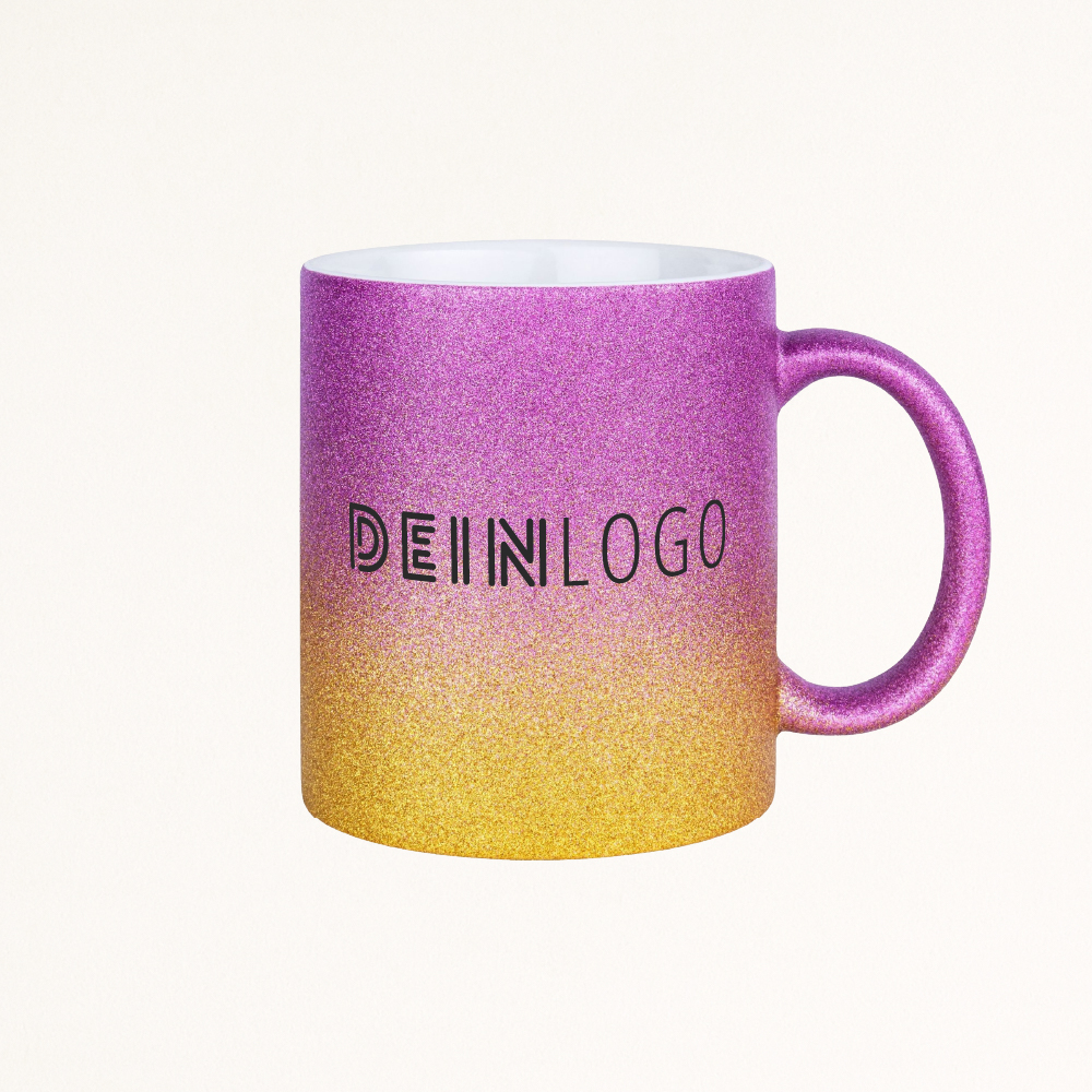 Tasse Glitzer Verlauf mit Logo bedrucken